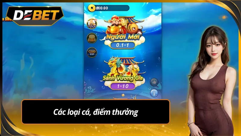 Tìm hiểu cách tính điểm thưởng cho từng loại cá tại debet