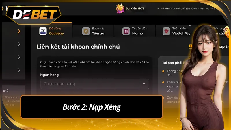 Nạp tiền vào Debet ngay để có xèng tham gia bắn cá xèng